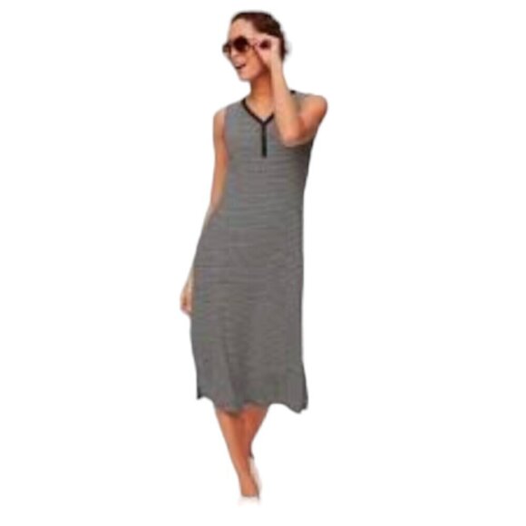 Talbots Stripe Sleeveless Henley Dress, PXL - Picture 3 of 12